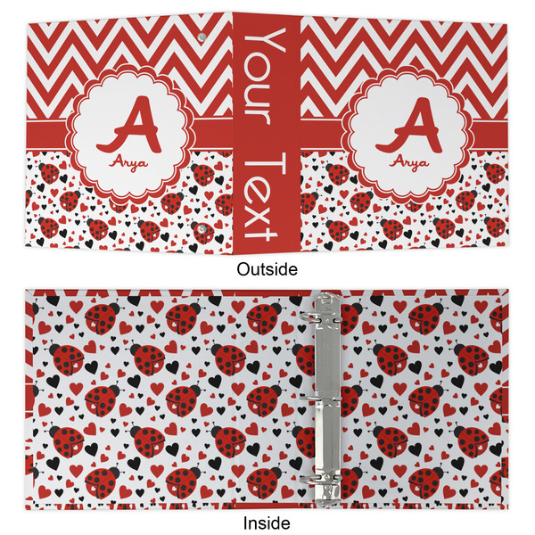 Ladybugs & Chevron 3 Ring Binders - Full Wrap - 2" - APPROVAL