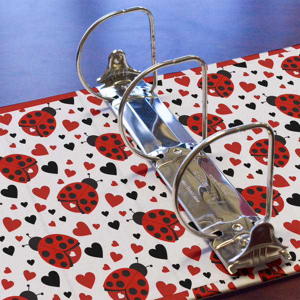 Ladybugs & Chevron 3 Ring Binders - Full Wrap - 3" - DETAIL