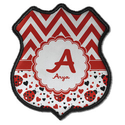 Ladybugs & Chevron Iron On Shield Patch C w/ Name and Initial