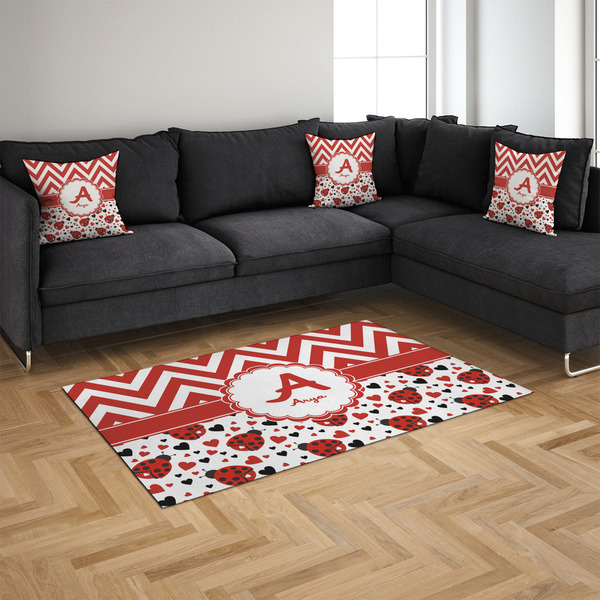 Ladybugs & Chevron 4'x6' Indoor Area Rugs - IN CONTEXT