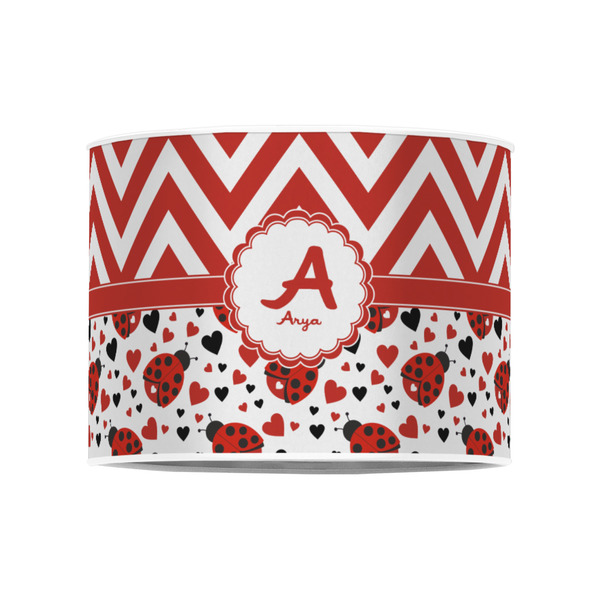 Ladybugs & Chevron 8" Drum Lampshade - FRONT (Poly Film)