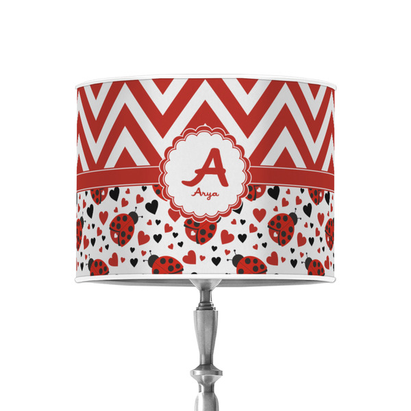 Ladybugs & Chevron 8" Drum Lampshade - ON STAND (Poly Film)