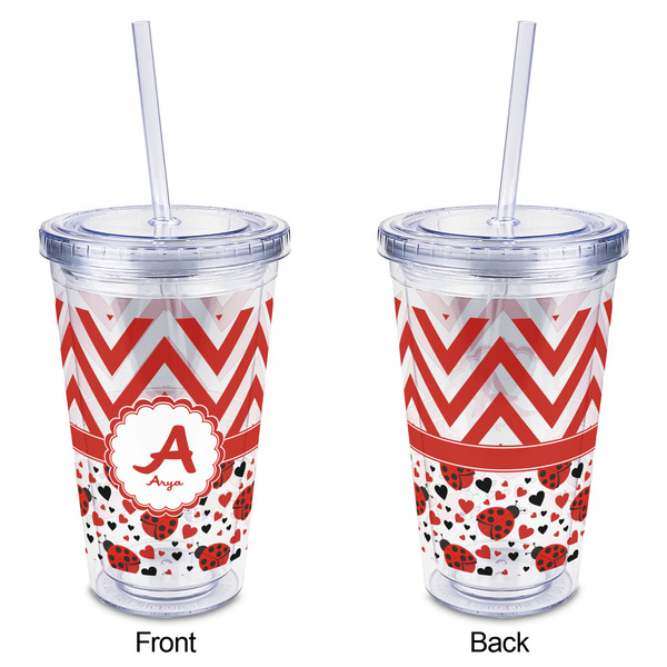 Ladybugs & Chevron Acrylic Tumbler - Full Print - Approval