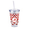 Ladybugs & Chevron 16oz Double Wall Acrylic Tumbler with Lid & Straw - Full Print (Personalized)