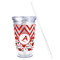 Ladybugs & Chevron Acrylic Tumbler - Full Print - Front straw out