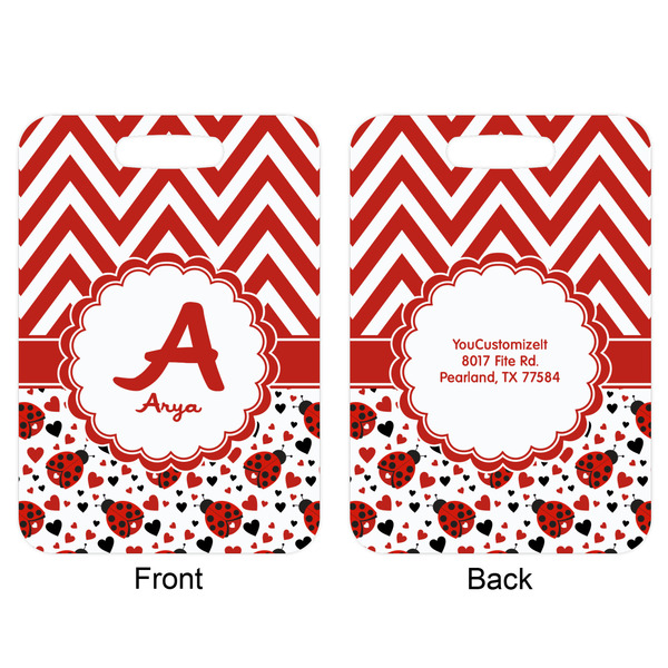 Ladybugs & Chevron Aluminum Luggage Tag (Front + Back)