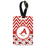 Ladybugs & Chevron Metal Luggage Tag w/ Name and Initial