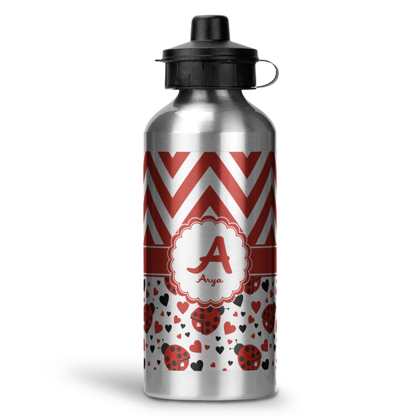 Custom Ladybugs & Chevron Water Bottle - Aluminum - 20 oz (Personalized)