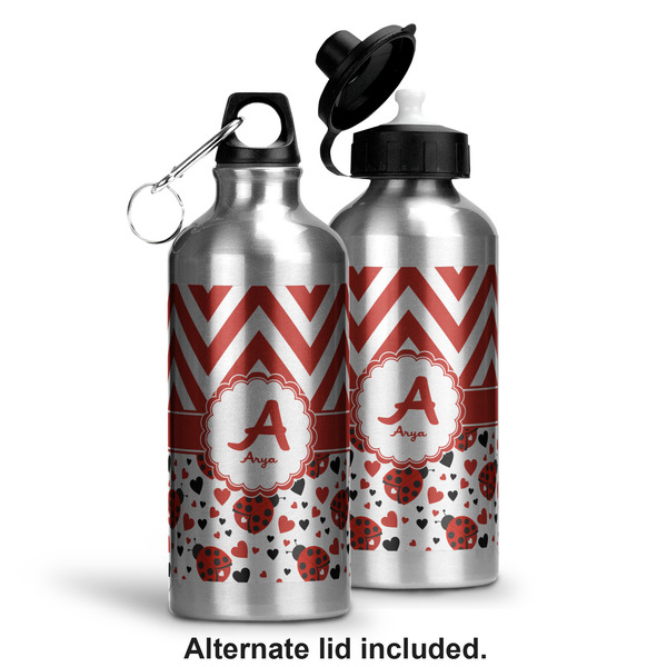 Ladybugs & Chevron Aluminum Water Bottle - Alternate lid options