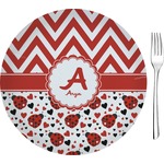 Ladybugs & Chevron 8" Glass Appetizer / Dessert Plates - Single or Set (Personalized)