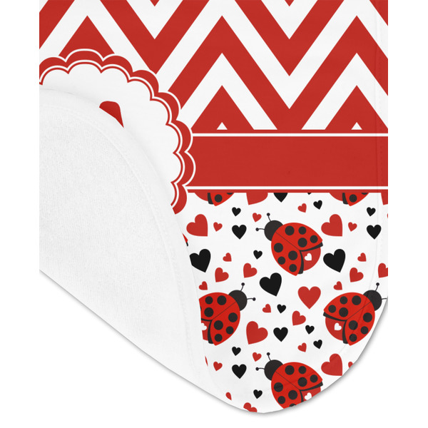 Ladybugs & Chevron Baby Bib - AFT detail