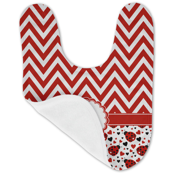 Ladybugs & Chevron Baby Bib - AFT folded