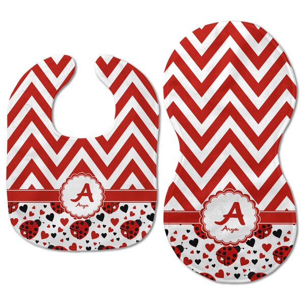 Ladybugs & Chevron Baby Bib & Burp Set - Approval (new bib & burp)