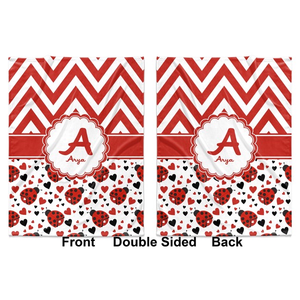 Ladybugs & Chevron Baby Blanket (Double Sided - Printed Front and Back)