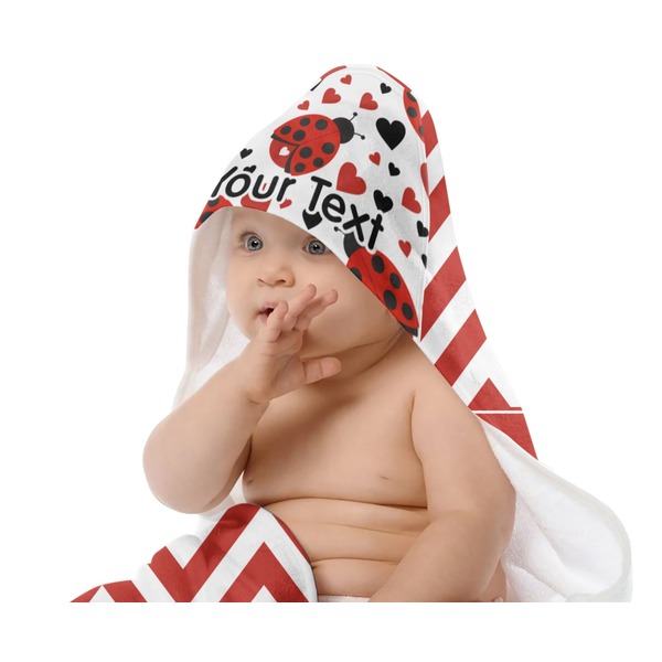 Ladybugs & Chevron Baby Hooded Towel on Child