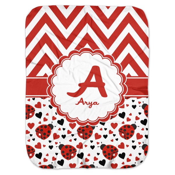 Custom Ladybugs & Chevron Baby Swaddling Blanket (Personalized)