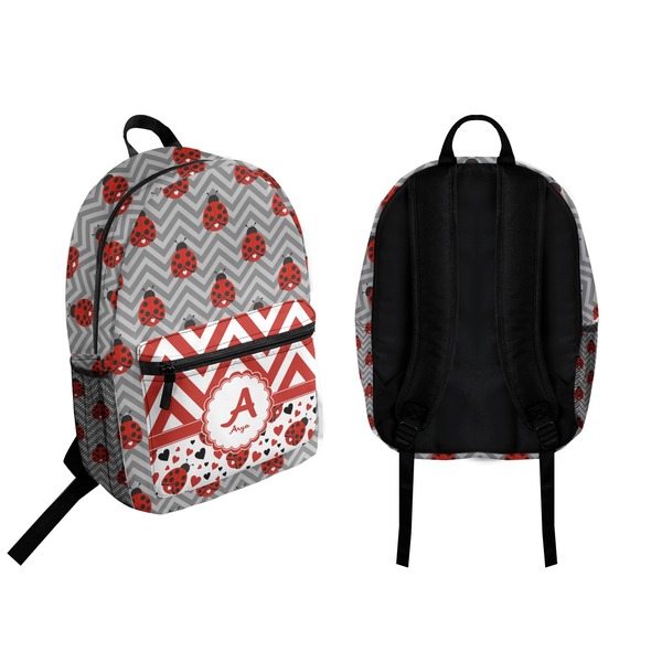 Ladybugs & Chevron Backpack front and back - Apvl