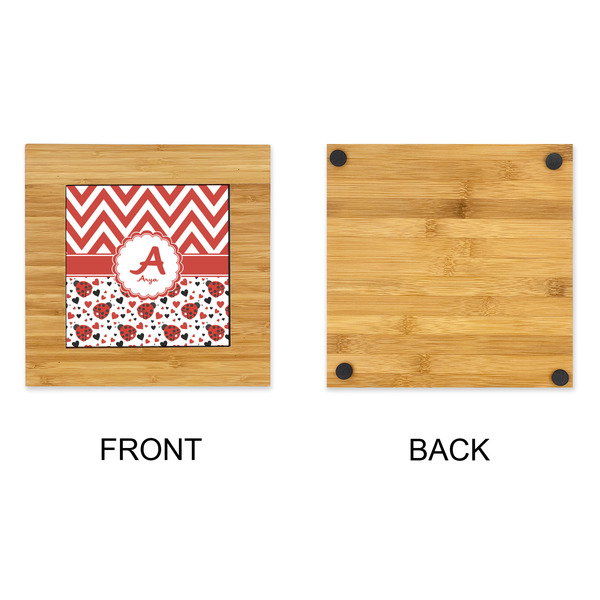 Ladybugs & Chevron Bamboo Trivet with 6" Tile - APPROVAL