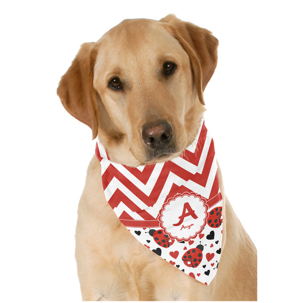 Custom Ladybugs & Chevron Dog Bandana Scarf w/ Name and Initial