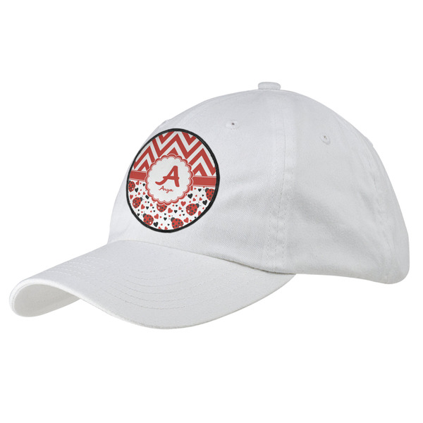 Custom Ladybugs & Chevron Baseball Cap - White (Personalized)