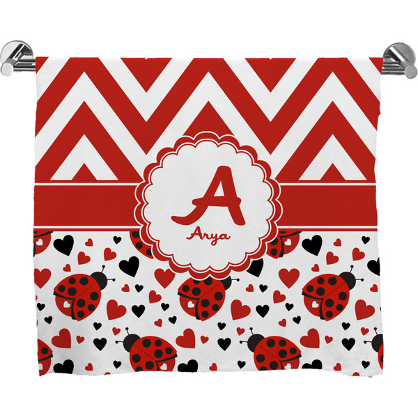 Custom Ladybugs & Chevron Bath Towel (Personalized)