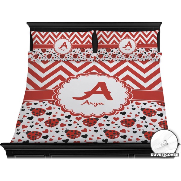 Ladybugs & Chevron Bedding Set (King) - Duvet