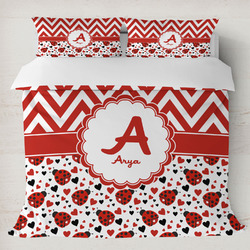 Ladybugs & Chevron Duvet Cover Set - King (Personalized)