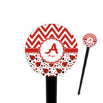 Ladybugs & Chevron 4" Round Plastic Food Picks - Black - Double Sided (Personalized)