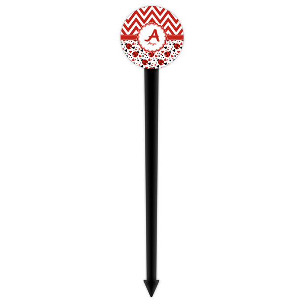 Ladybugs & Chevron Black Plastic 6" Food Pick - Round - Single Pick