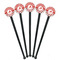 Ladybugs & Chevron Black Plastic 7" Stir Stick - Round - Fan View