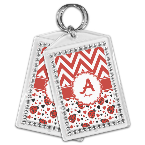 Ladybugs & Chevron Bling Keychain - MAIN