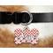 Ladybugs & Chevron Bone Shaped Dog Tag on Collar & Dog