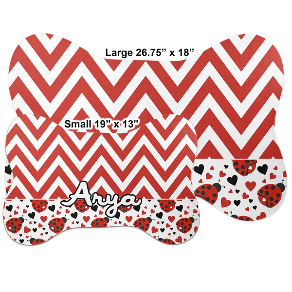 Ladybugs & Chevron Bone Shaped Mat Comparison