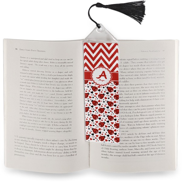Ladybugs & Chevron Bookmark with tassel - In book