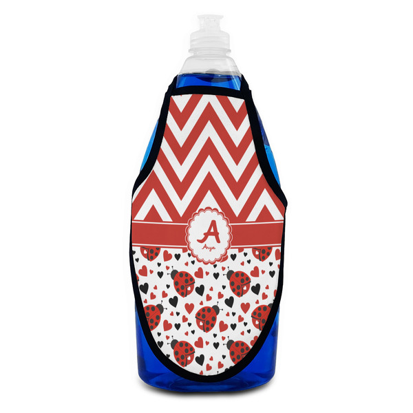 Ladybugs & Chevron Bottle Apron - Soap - FRONT