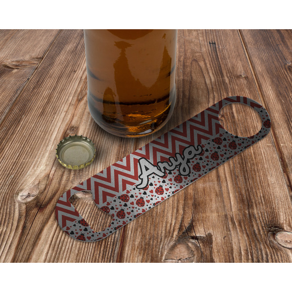 Ladybugs & Chevron Bottle Opener - In Use
