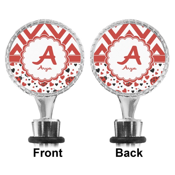 Ladybugs & Chevron Bottle Stopper - Front and Back