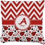 Ladybugs & Chevron Faux-Linen Throw Pillow 20" (Personalized)