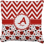 Ladybugs & Chevron Faux-Linen Throw Pillow 26" (Personalized)