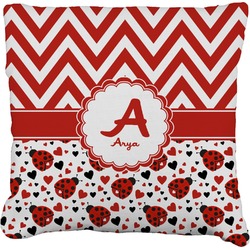 Ladybugs & Chevron Faux-Linen Throw Pillow 26" (Personalized)