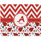 Ladybugs & Chevron Woven Fabric Placemat - Twill w/ Name and Initial