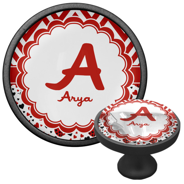 Ladybugs & Chevron Cabinet Knob - Black - Multi Angle