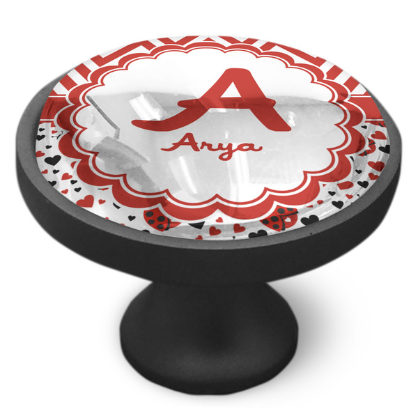 Ladybugs & Chevron Cabinet Knob - Black - Side