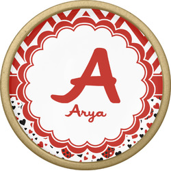 Ladybugs & Chevron Cabinet Knob - Gold (Personalized)