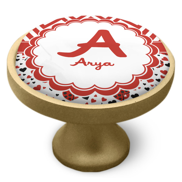 Ladybugs & Chevron Cabinet Knob - Gold - Side