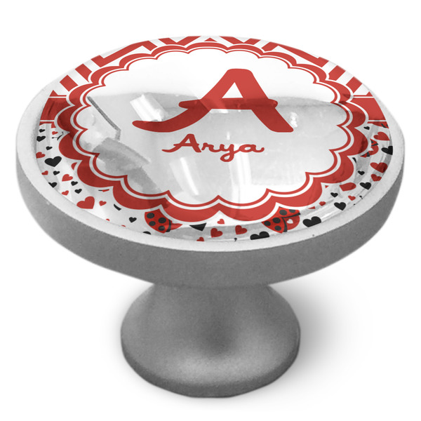Ladybugs & Chevron Cabinet Knob - Nickel - Side