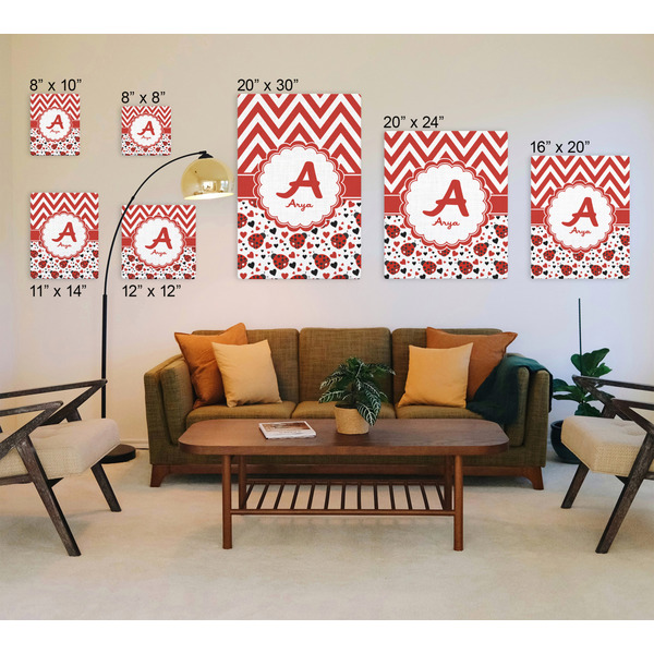 Ladybugs & Chevron Canvas Prints - Multiple Sizes