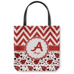 Ladybugs & Chevron Canvas Tote Bag - Medium - 16"x16" (Personalized)