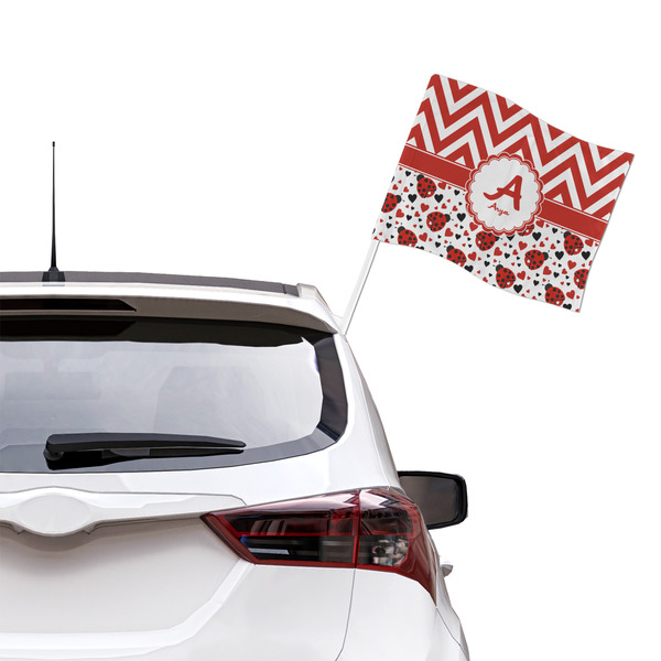 Ladybugs & Chevron Car Flag - Large - LIFESTYLE