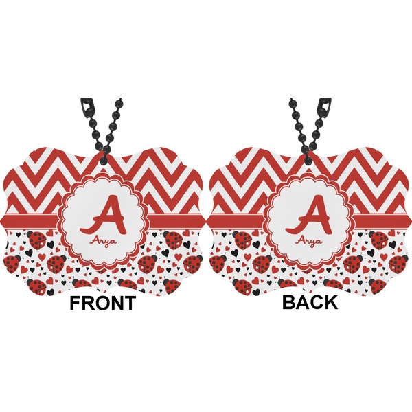Ladybugs & Chevron Car Ornament (Approval)